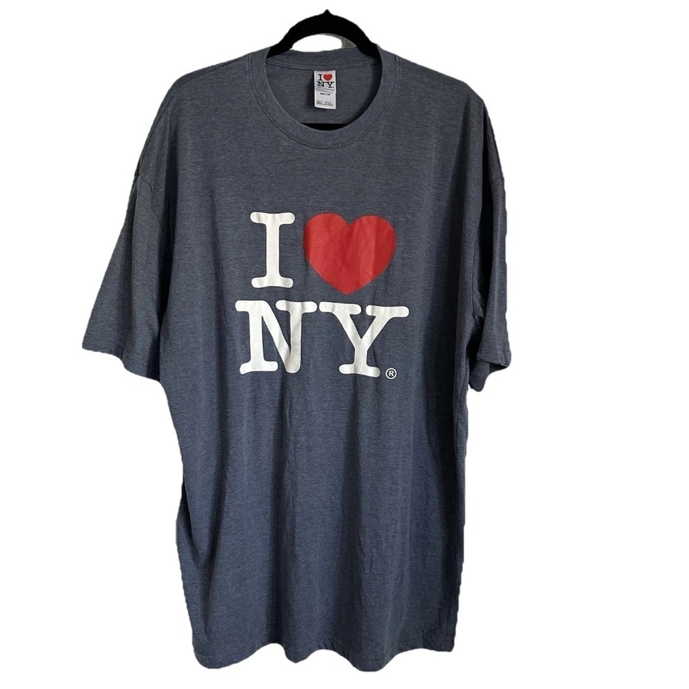 I Love NY Mens 2XL Blue Cotton Blend Graphic NY State Souvenir Tee Casual